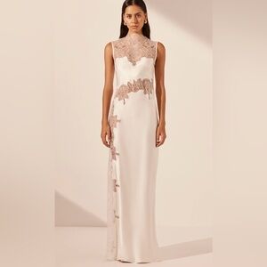 Stratus Lace High Neck Maxi Dress - Ivory Size 8 US